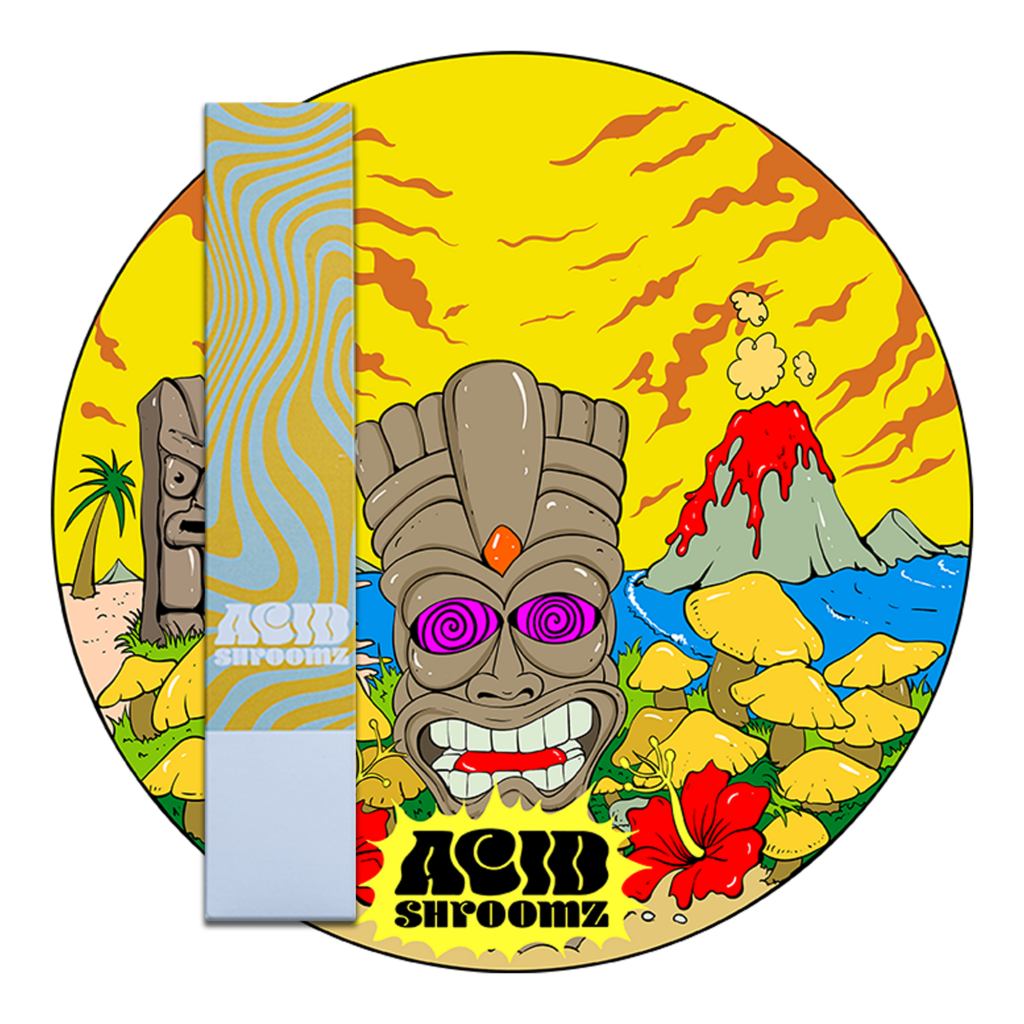 acid shroomz hawaii logo de cultivo líquido embalaje setas mágicas