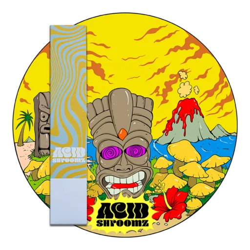 acid shroomz hawaii liquid culture logo packaging magic mushrooms