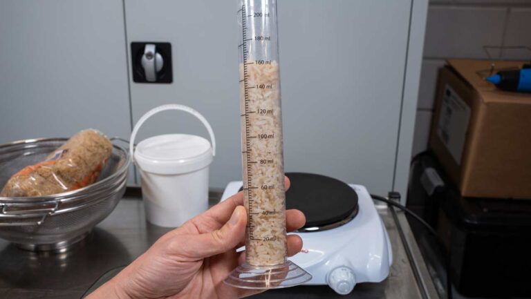 volume du riz complet après hydratation et cuisson