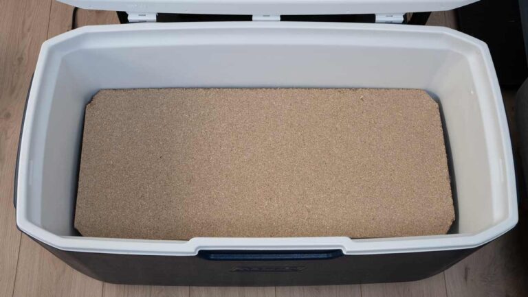 glacière-incubateur de mycélium de champignon faite maison, planche en bois